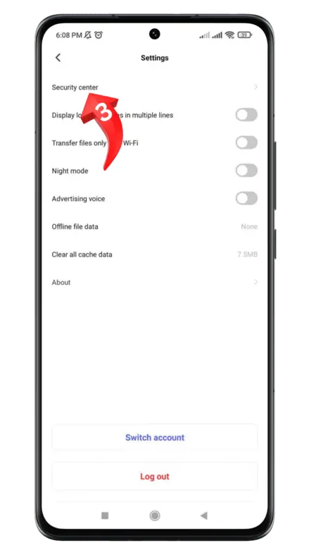 security center option