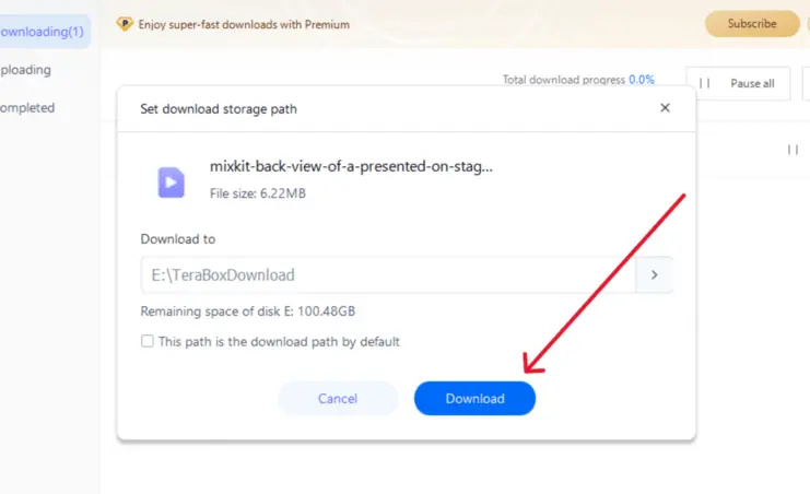 terabox download video using link on desktop app