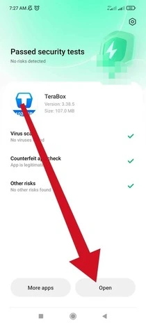open option to launch terabox mod premium apk