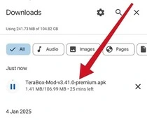 terabox apk mod file downloading